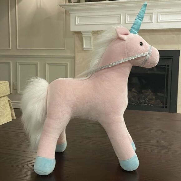 Gund Starflower Unicorn Plush Stuffed Animal 14” Pale Pink Blue Horn 6049793 - Picture 4 of 8